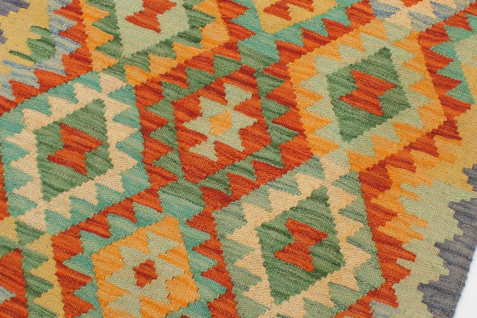 1990s Abstract Kilim Rust Blue Hand Woven Rug - 2'1" X 6'6" - 4
