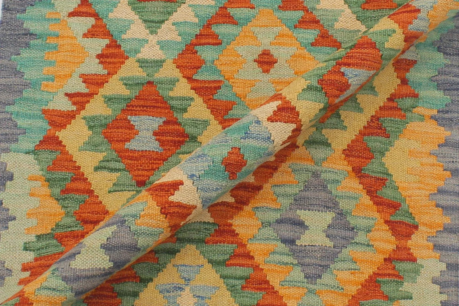 1990s Abstract Kilim Rust Blue Hand Woven Rug - 2'1" X 6'6" - 6