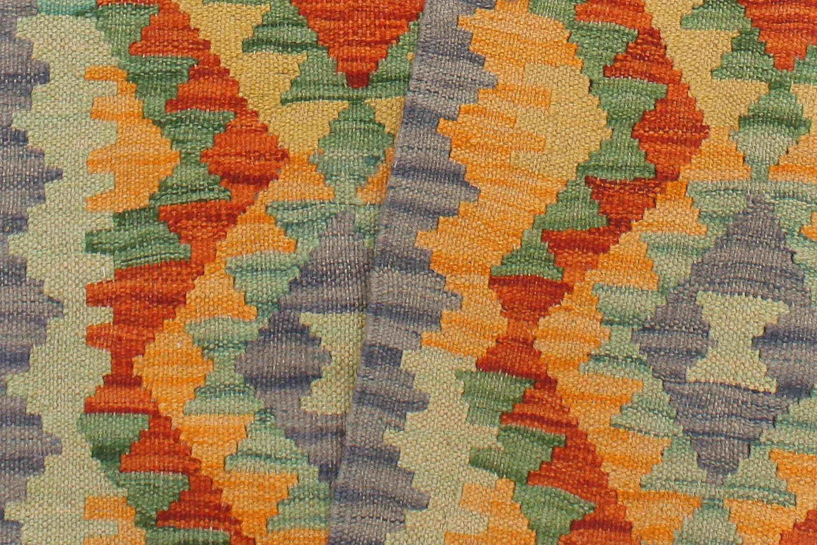 1990s Abstract Kilim Rust Blue Hand Woven Rug - 2'1" X 6'6" - 7