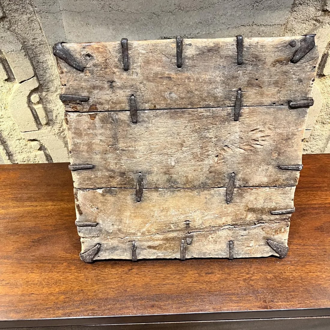 1800s Antique Wood Box Hand Forged Iron Grain Rice Chinese - 11