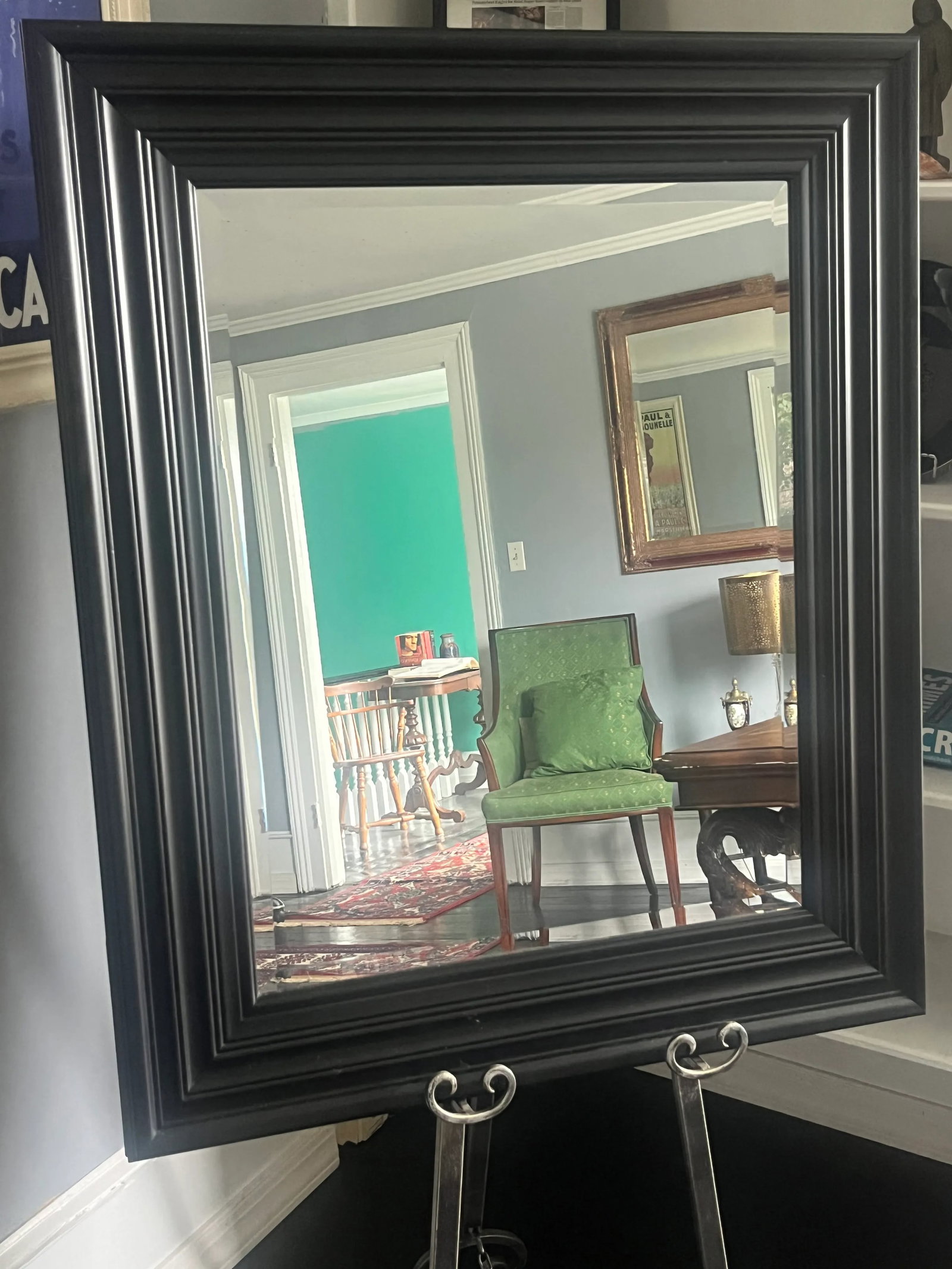 1970s Black Lacquer Beveled Wall Mirror - Mid-Century Modern - 2