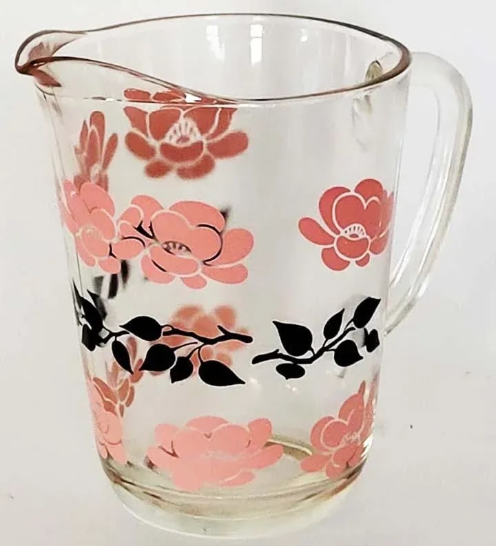 Retro Hazel Atlas Pink and Black Pitcher & Glassware Set - Set of 11 - 6