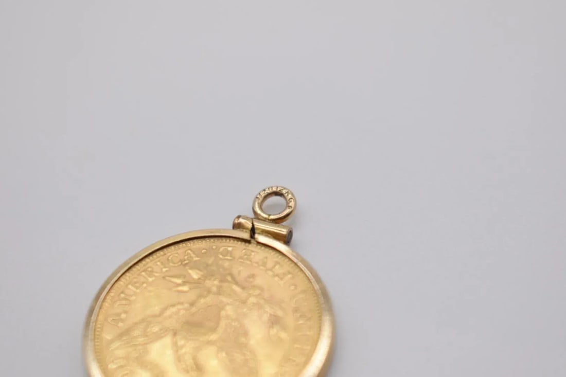 18k Gold 1901 Liberty Five Dollar Coin Pendant - 3