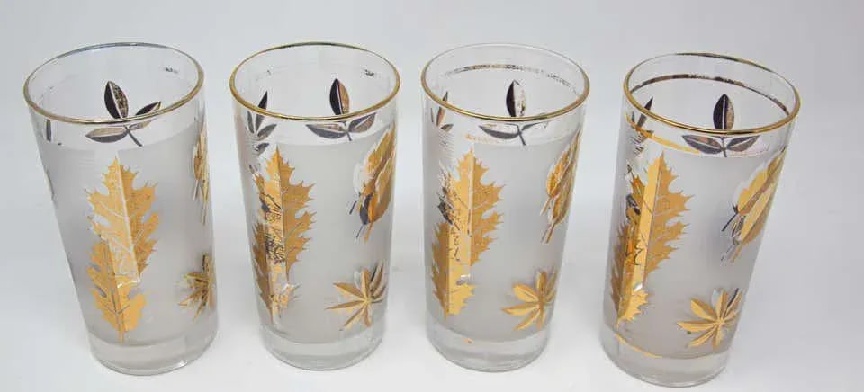 Vintage Midcentury Libbey Highball Frosted and Gold Glasses - Set of 8 - 10