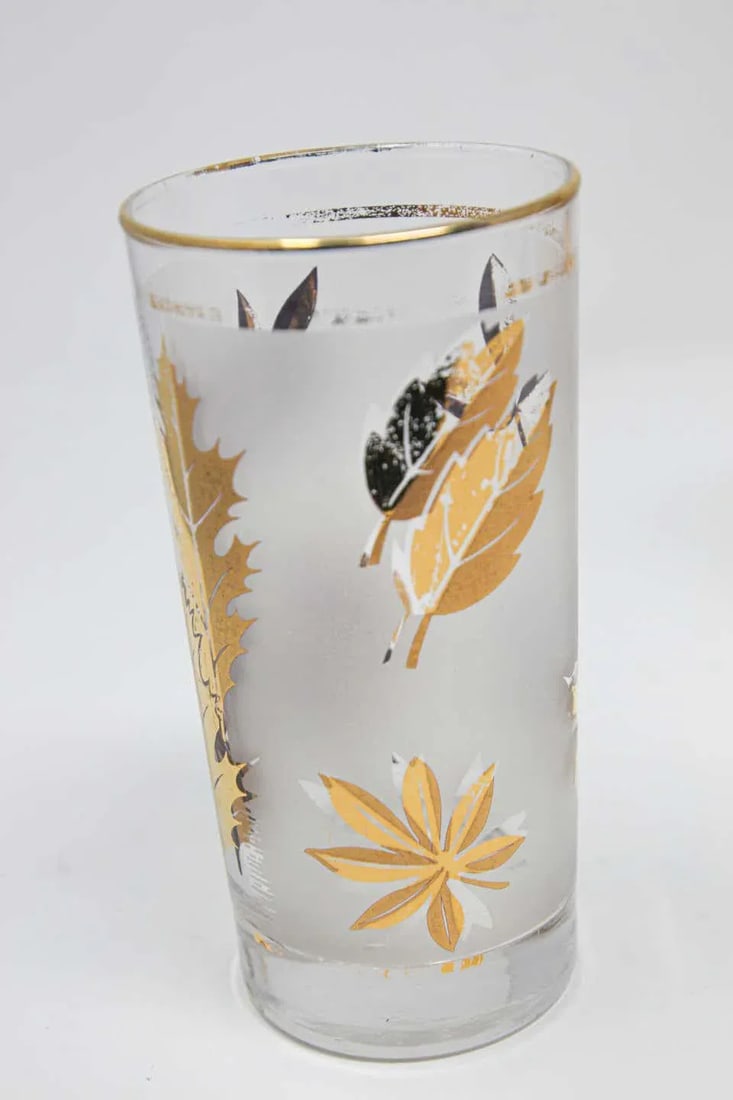 Vintage Midcentury Libbey Highball Frosted and Gold Glasses - Set of 8 - 3