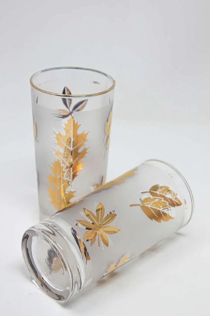 Vintage Midcentury Libbey Highball Frosted and Gold Glasses - Set of 8 - 5