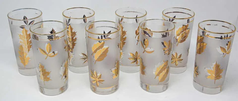 Vintage Midcentury Libbey Highball Frosted and Gold Glasses - Set of 8 - 7