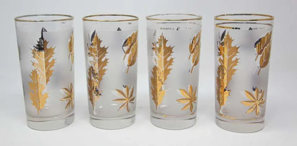 Vintage Midcentury Libbey Highball Frosted and Gold Glasses - Set of 8 - 9
