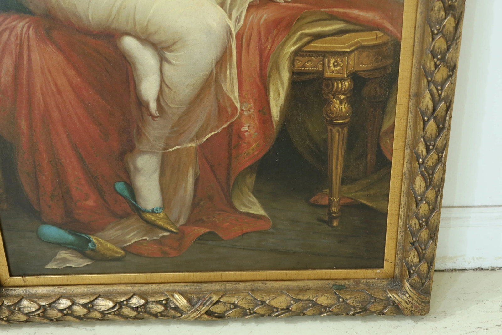 Framed French Oil Painting on Canvas Woman in Dressing Mirror - 3