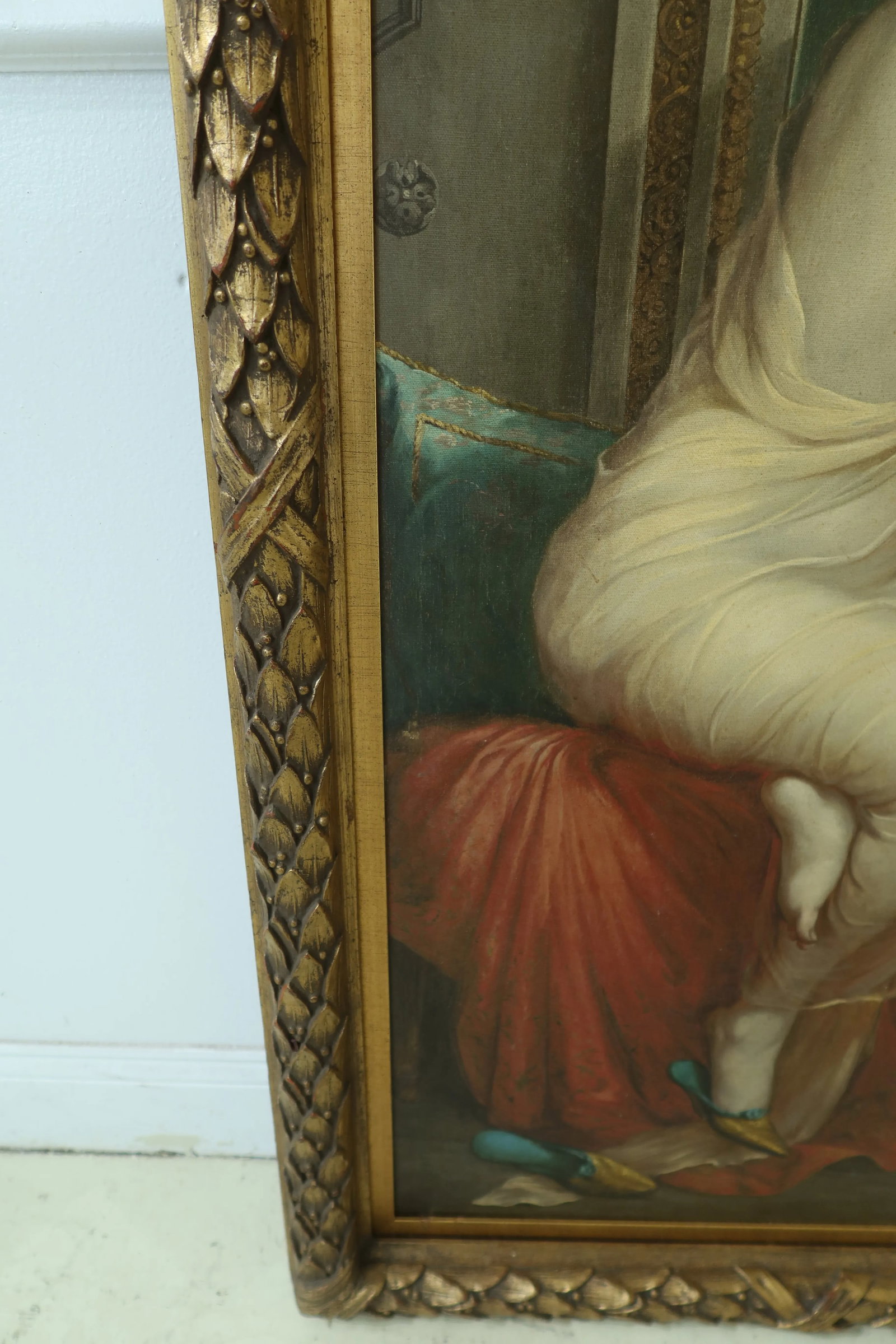 Framed French Oil Painting on Canvas Woman in Dressing Mirror - 6
