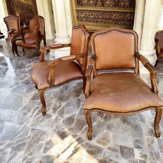 Classic Pair of Louis XV Style Armchairs - 9