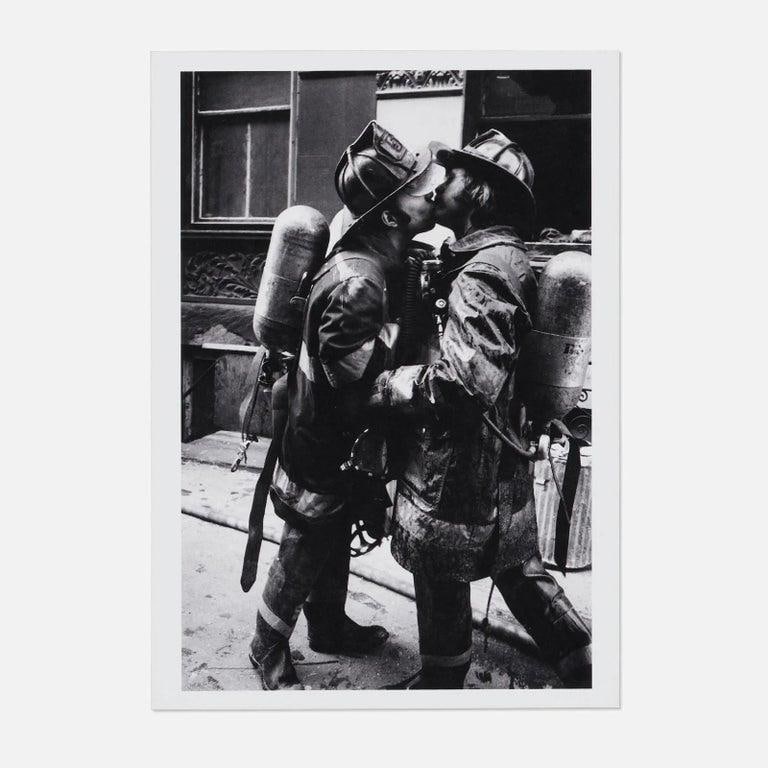 Jill Freedman Kissing Fdny 1976, Black & White Photo on Kodak Endura, Signed - 2