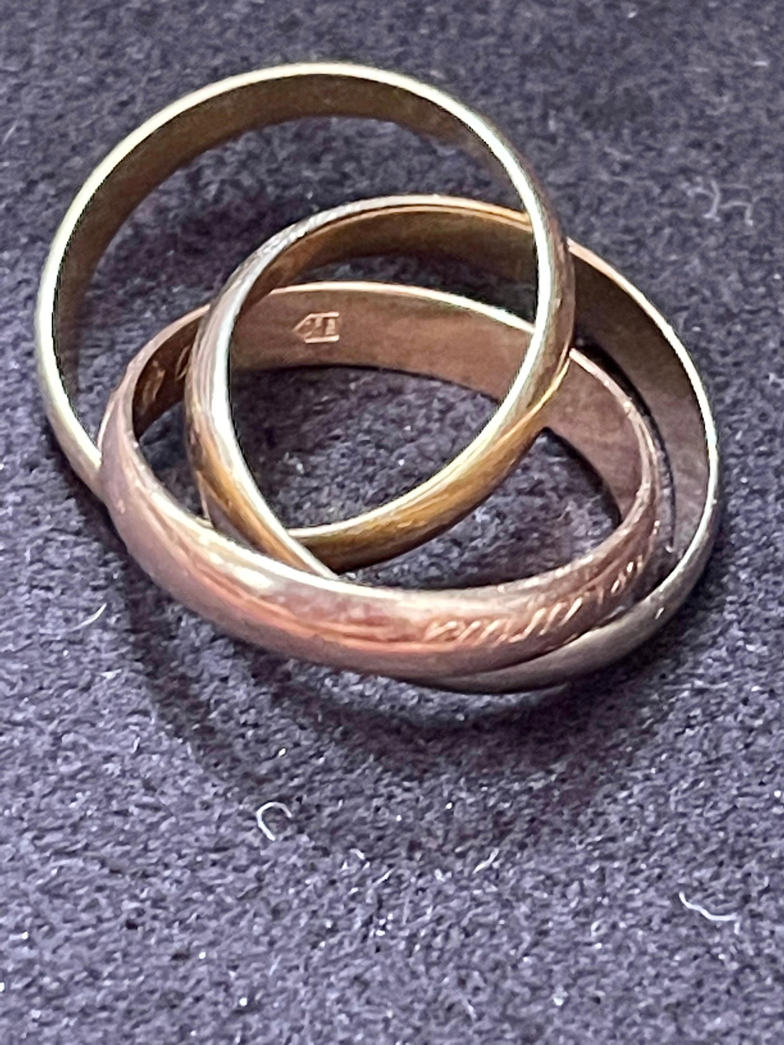 Cartier Trinity Tri-Color White, Yellow Rose, 18 Karat Gold Rolling Rings - 11