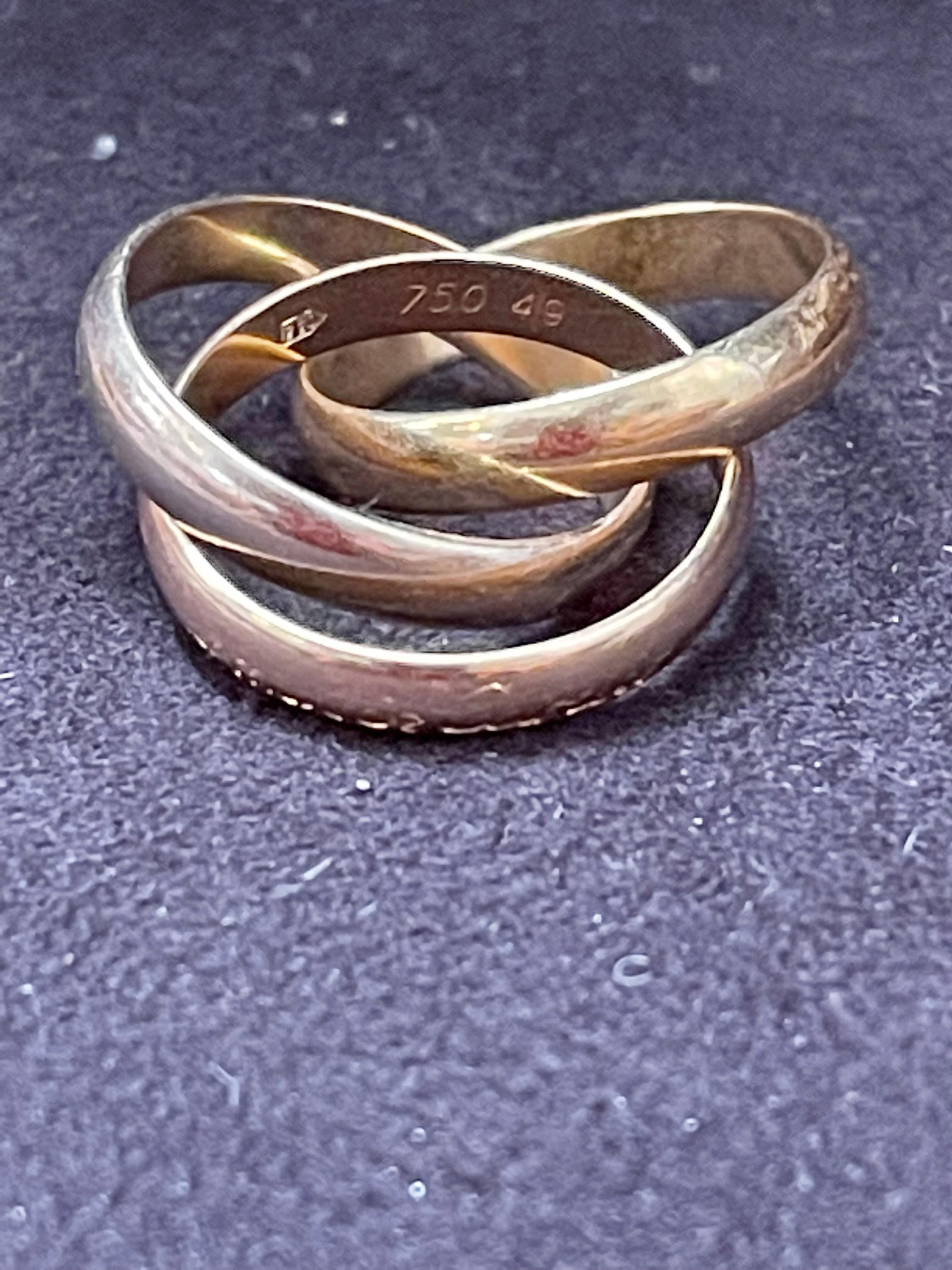 Cartier Trinity Tri-Color White, Yellow Rose, 18 Karat Gold Rolling Rings - 12