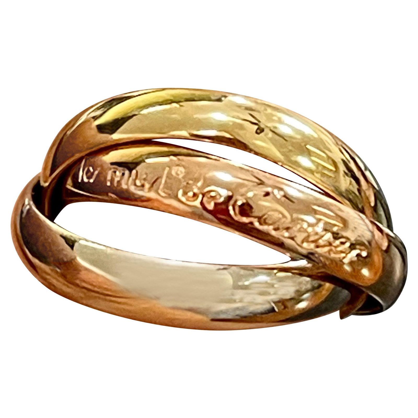Cartier Trinity Tri-Color White, Yellow Rose, 18 Karat Gold Rolling Rings - 15
