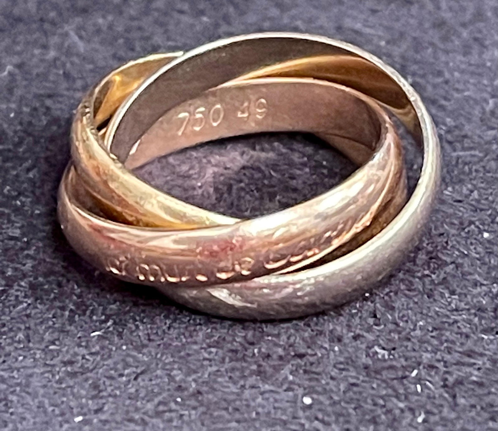 Cartier Trinity Tri-Color White, Yellow Rose, 18 Karat Gold Rolling Rings - 17