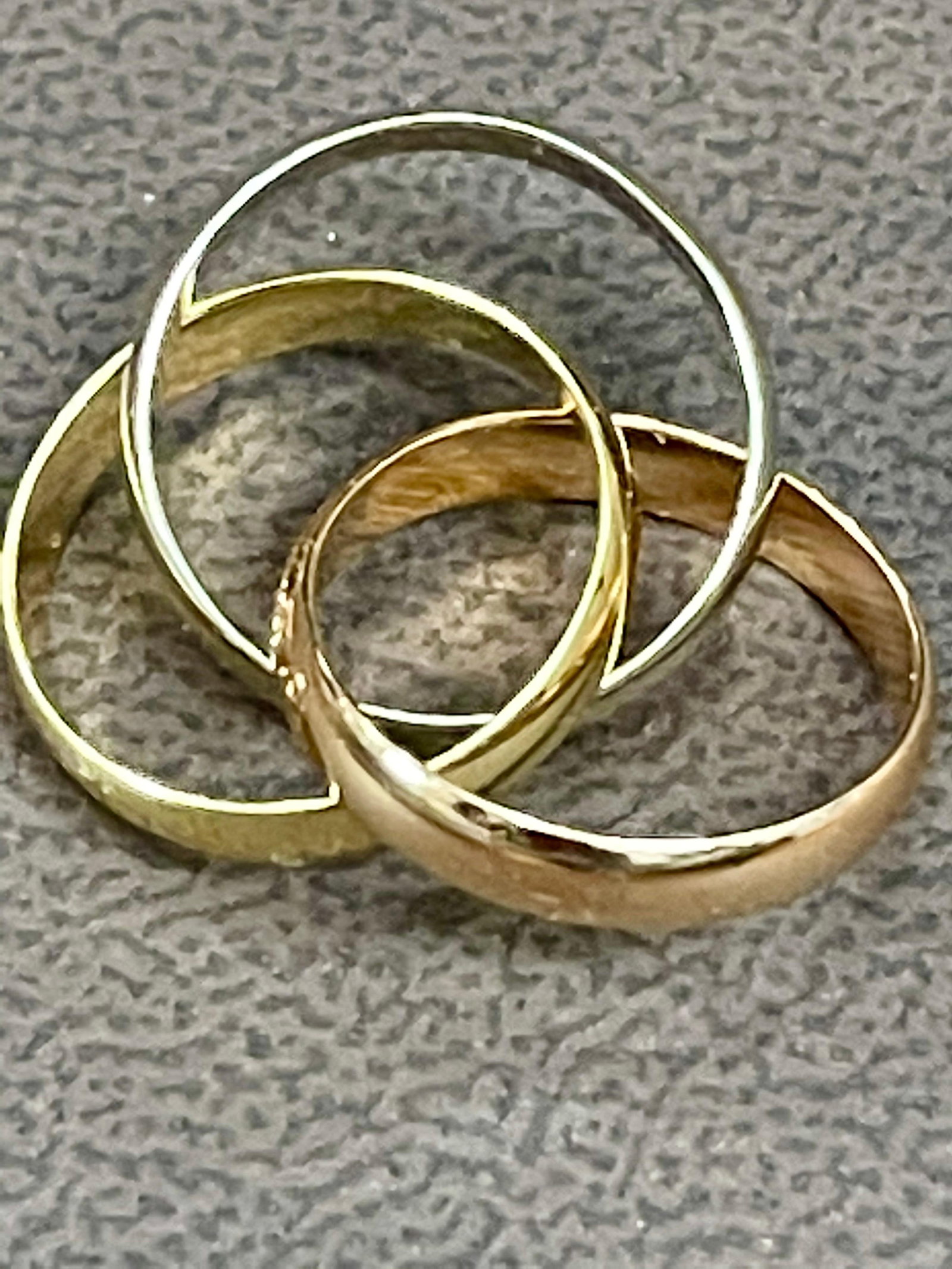 Cartier Trinity Tri-Color White, Yellow Rose, 18 Karat Gold Rolling Rings - 18