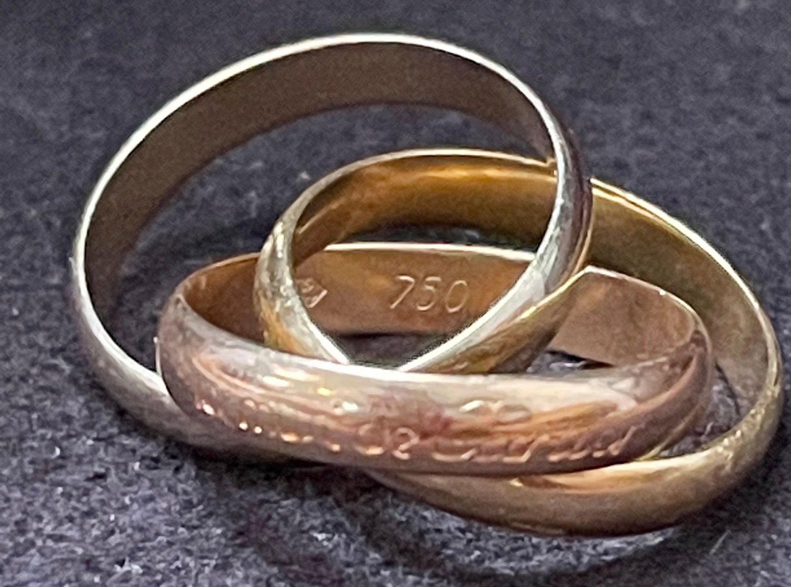 Cartier Trinity Tri-Color White, Yellow Rose, 18 Karat Gold Rolling Rings - 2