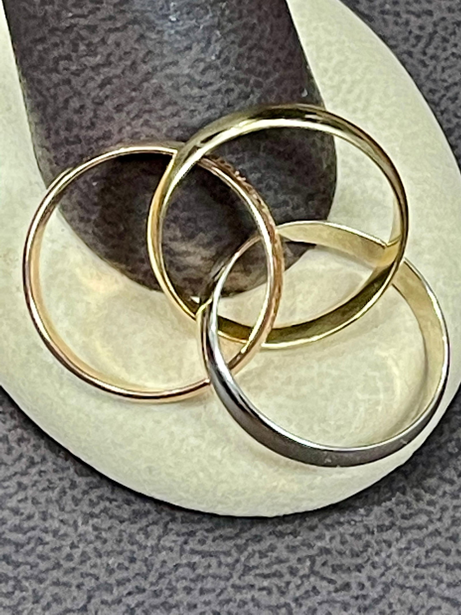 Cartier Trinity Tri-Color White, Yellow Rose, 18 Karat Gold Rolling Rings - 3