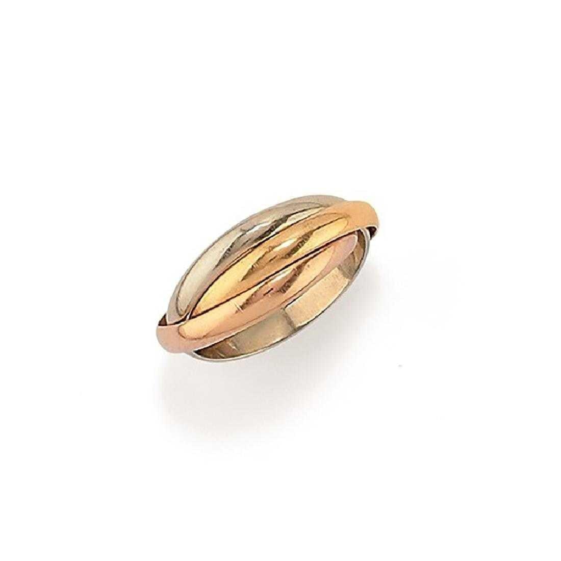 Cartier Trinity Tri-Color White, Yellow Rose, 18 Karat Gold Rolling Rings - 4