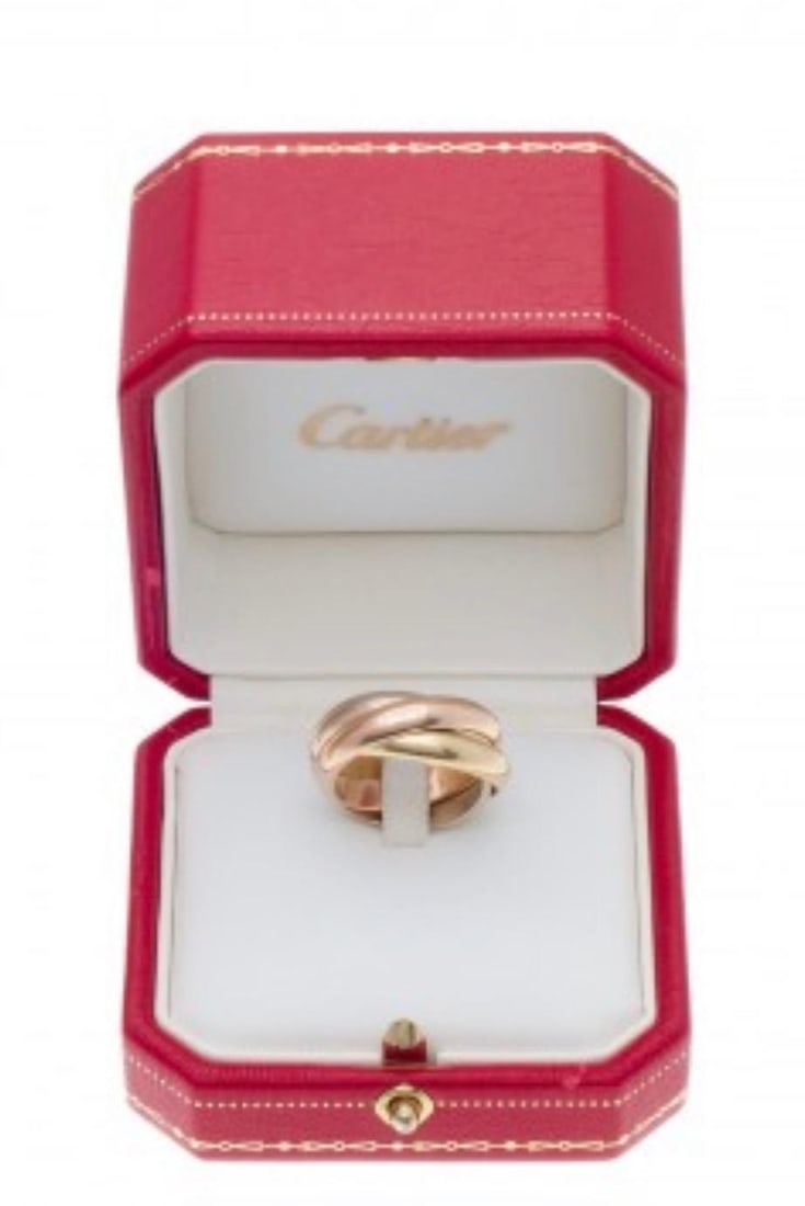 Cartier Trinity Tri-Color White, Yellow Rose, 18 Karat Gold Rolling Rings - 5