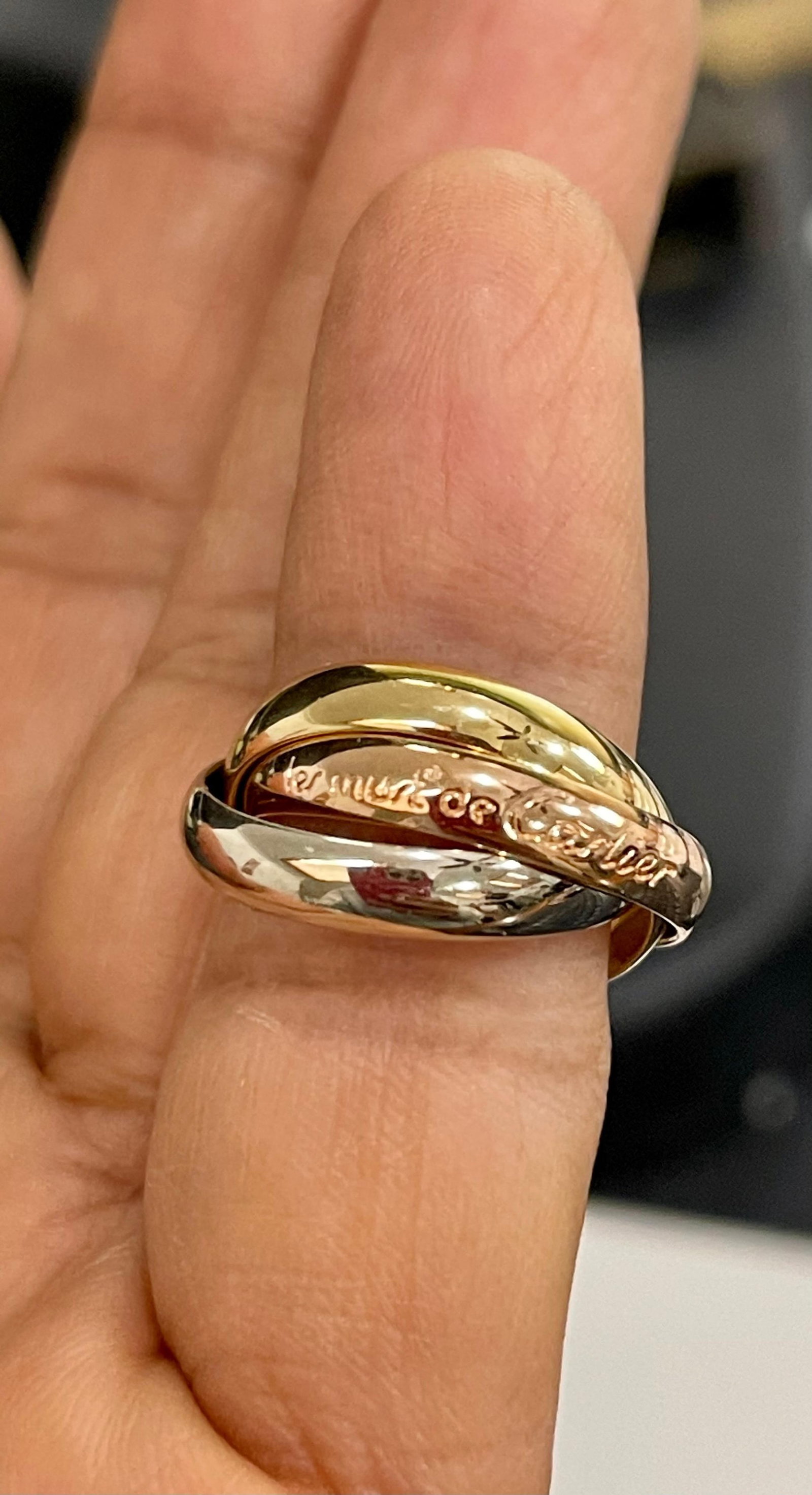 Cartier Trinity Tri-Color White, Yellow Rose, 18 Karat Gold Rolling Rings - 7