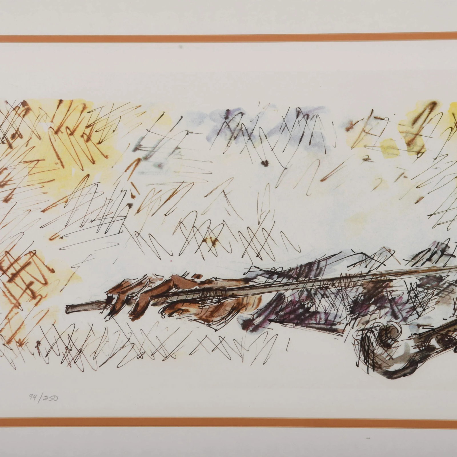 Framed Signed Chaim Gross Fiddler Lithograph - 3