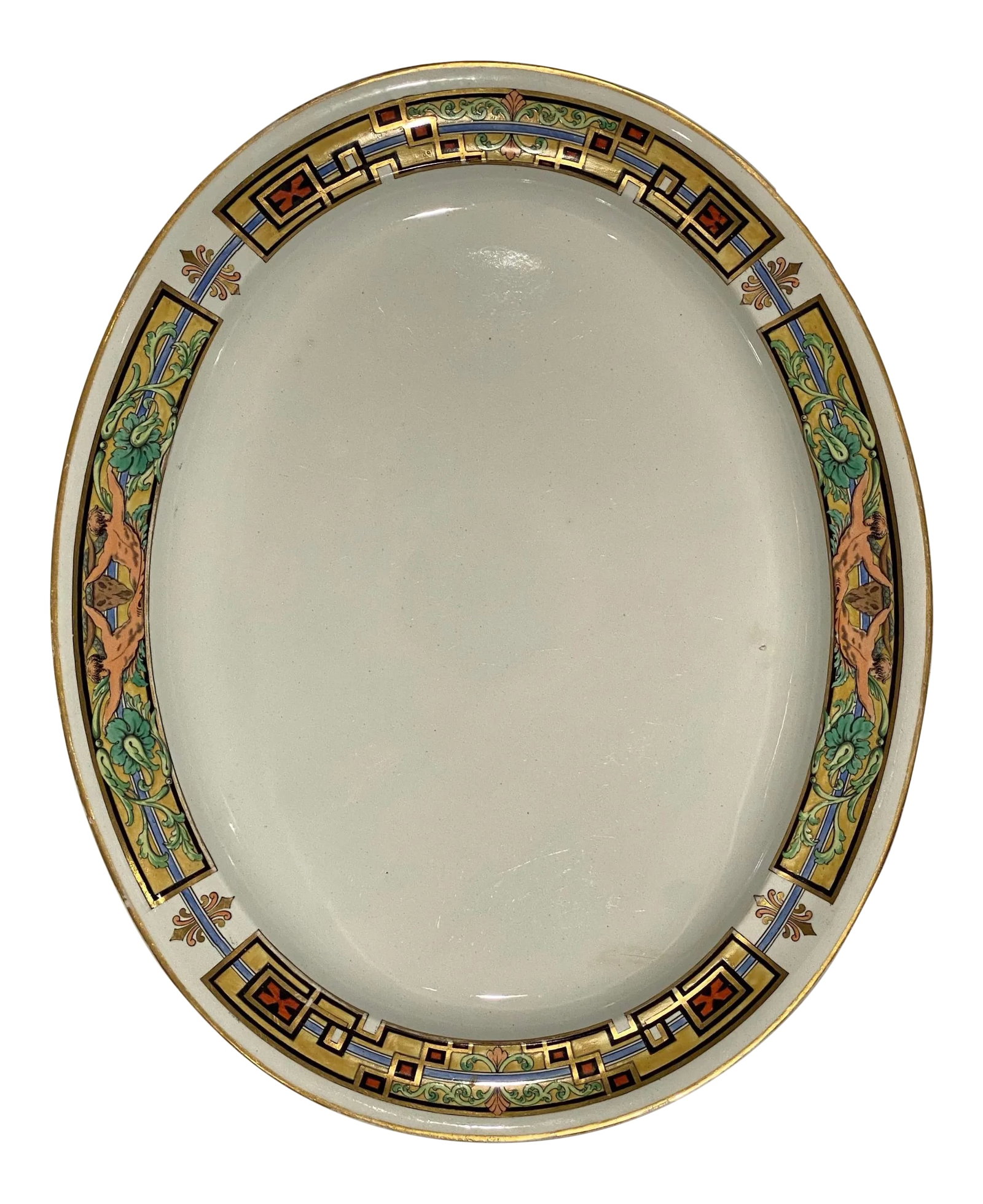 Large Wedgewood 1930's Art Deco Platter - Hand Painted and Signed - Clarence IV: Large Wedgewood 1930's Art Deco Platter - Hand Painted and Signed - Clarence IV. Condition: Alterations: Original Design Modified Imperfections: Some Imperfections Condition Notes: Wear consistent wit