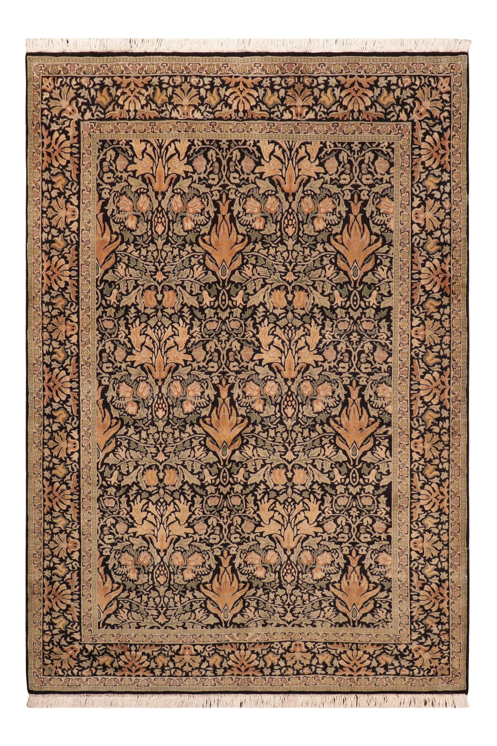 1990s Art Nouveau William Morris Pak Persian Area Rug: Designed with mesmerizing intricacy and gorgeous color palette, this hand-knotted masterpiece demonstrates the beauty and electrifying thrill of Pak Persian art. These meticulously handcrafted