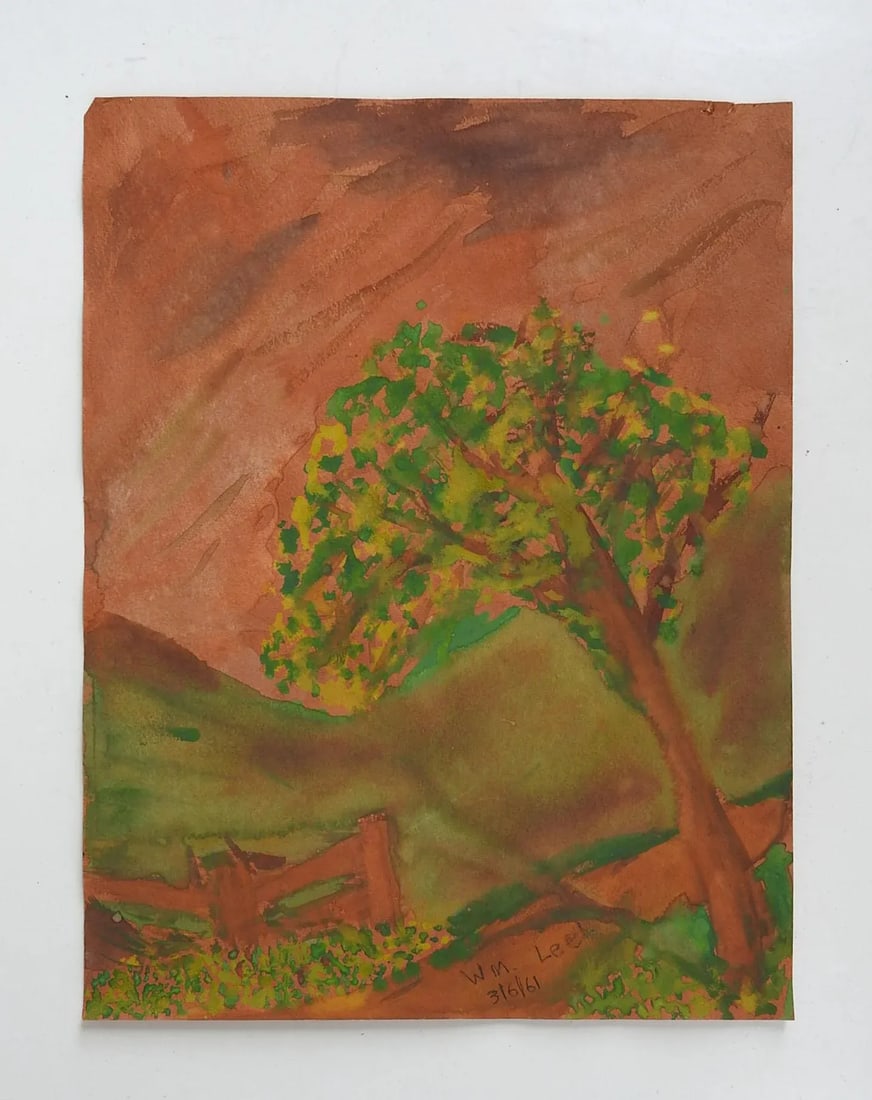 Vintage Rustic Landscape Gouache Paintng - 4