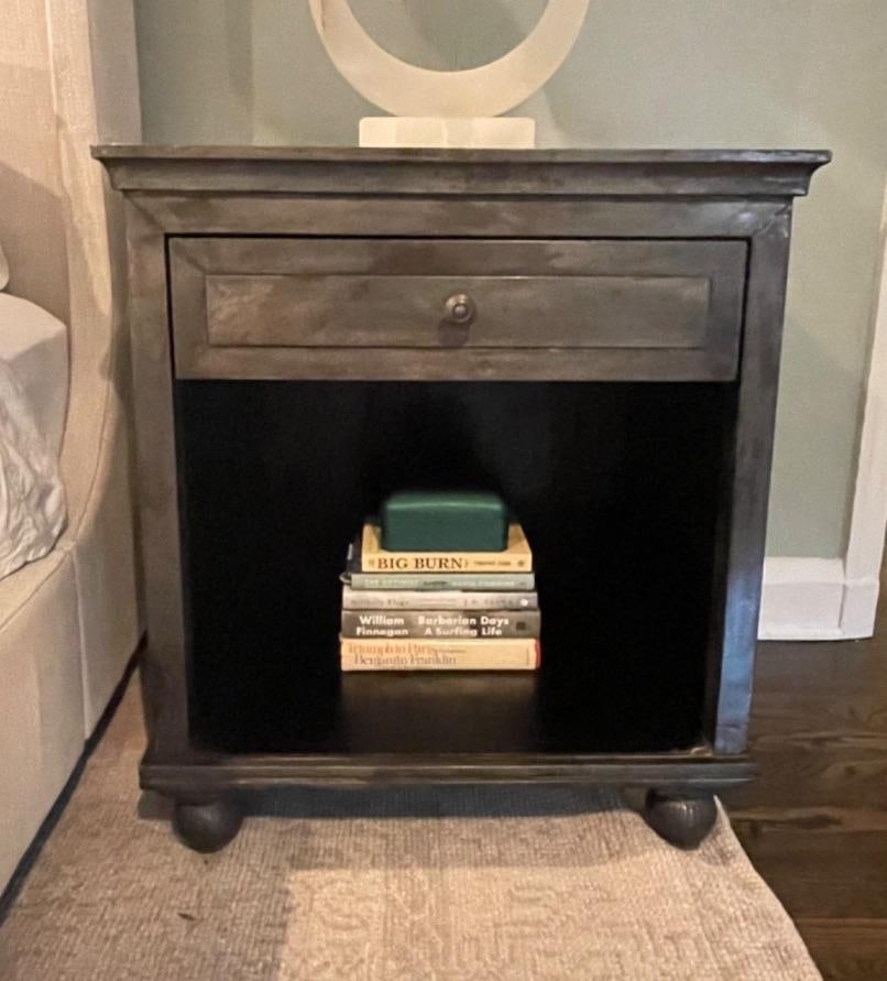 Vintage Zinc Covered Wood Bedside Table Restoration Hardware - 2
