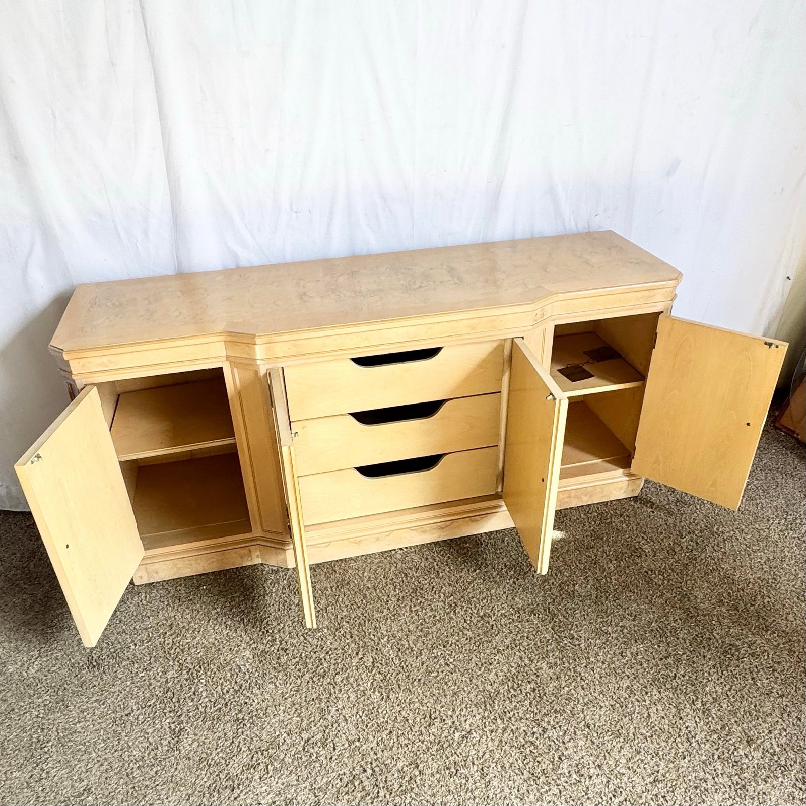 Vintage "Corinthian" Burlwood Credenza by Drexel Heritage - 3