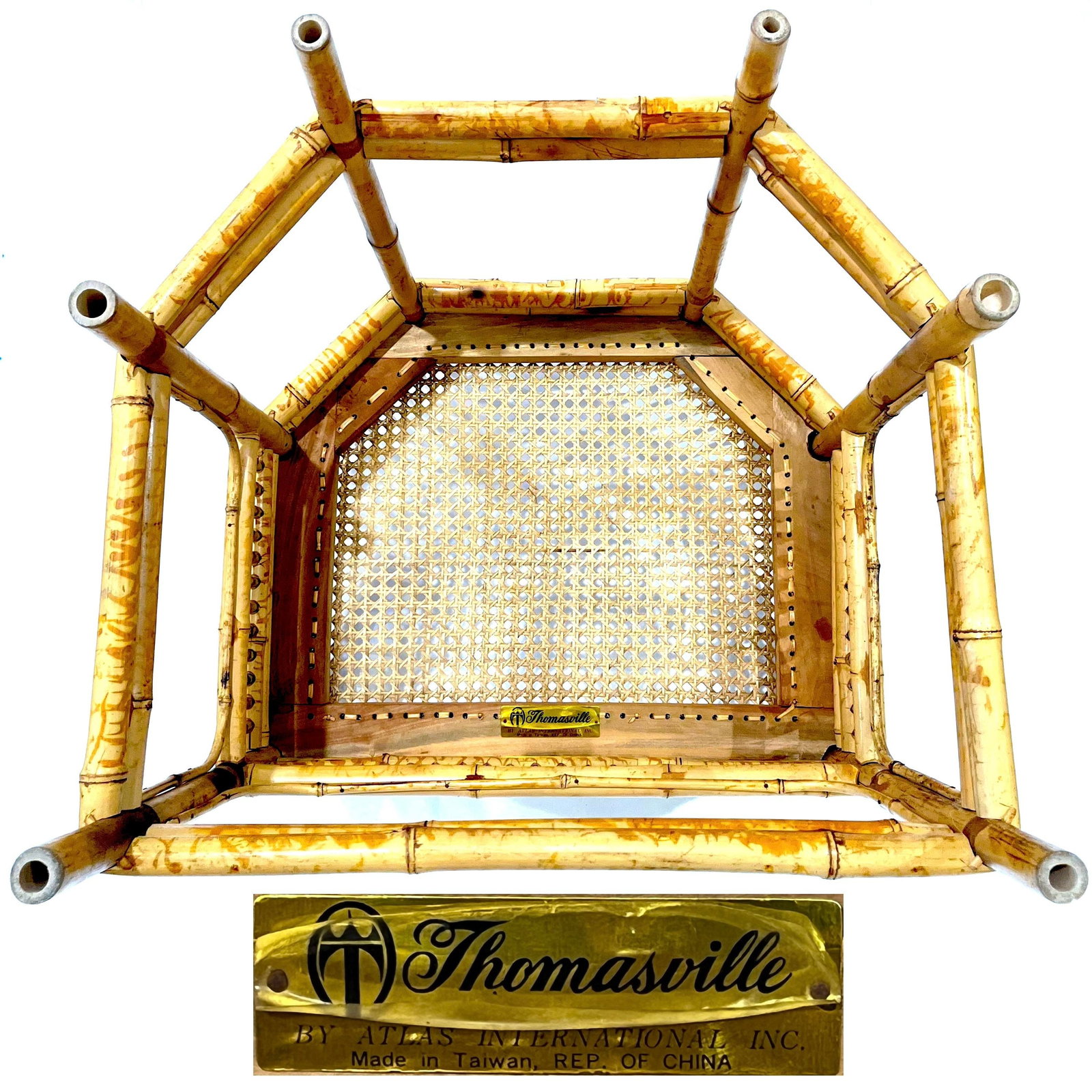 1970's Brighton Pavillion Chinoiserie Tiger Bamboo Rattan Cane Armchair by Thomasville - 10