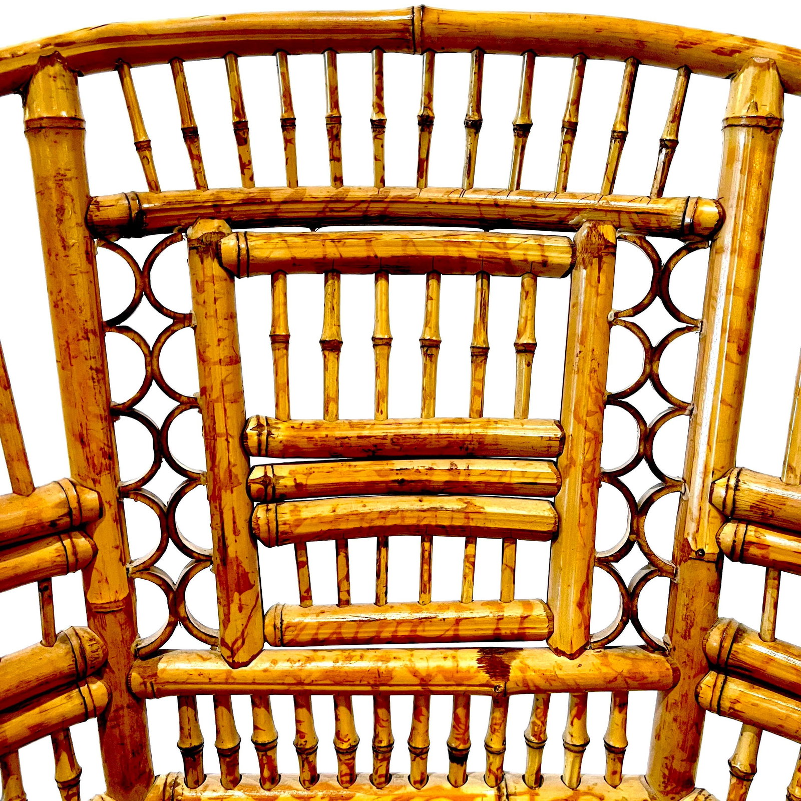 1970's Brighton Pavillion Chinoiserie Tiger Bamboo Rattan Cane Armchair by Thomasville - 2
