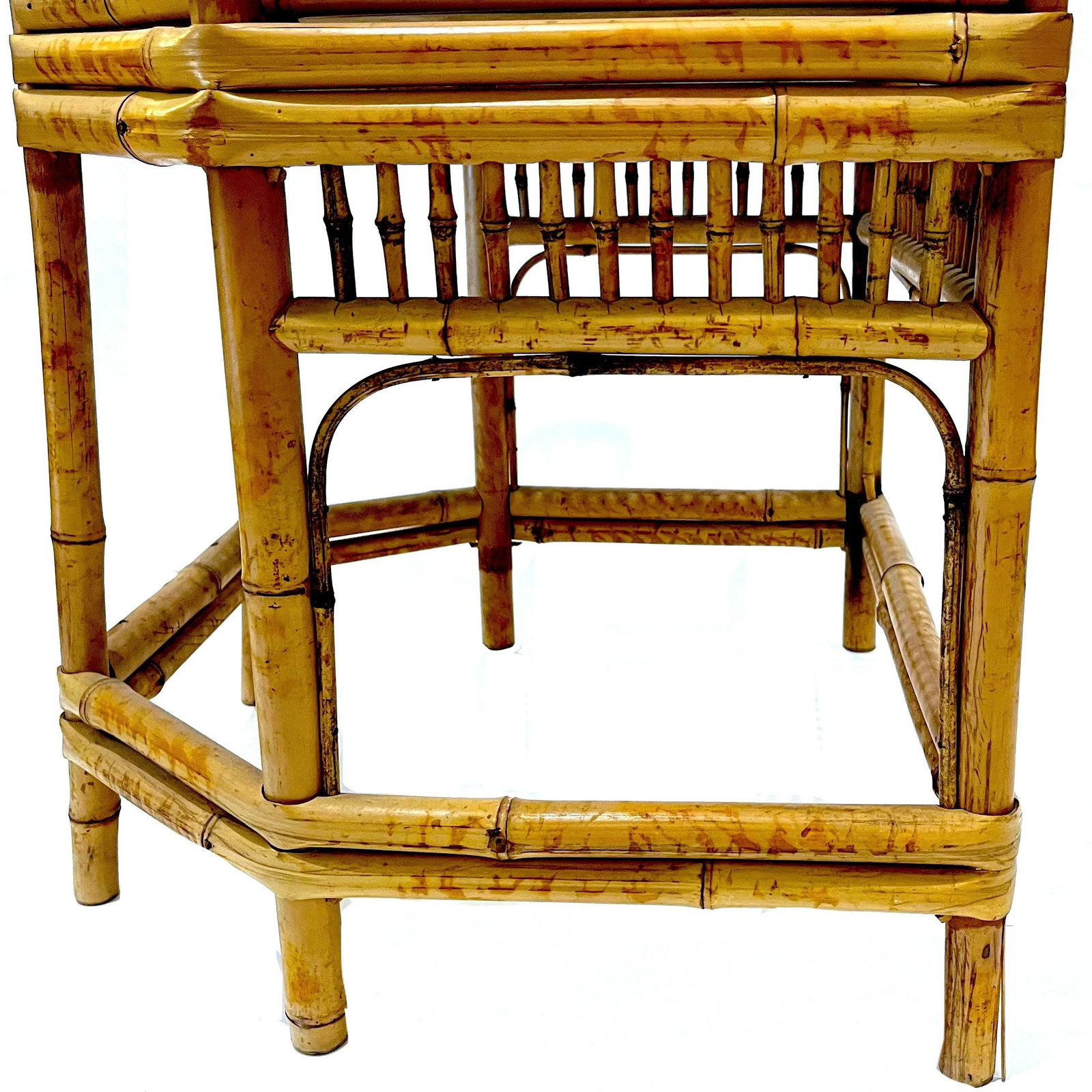 1970's Brighton Pavillion Chinoiserie Tiger Bamboo Rattan Cane Armchair by Thomasville - 6