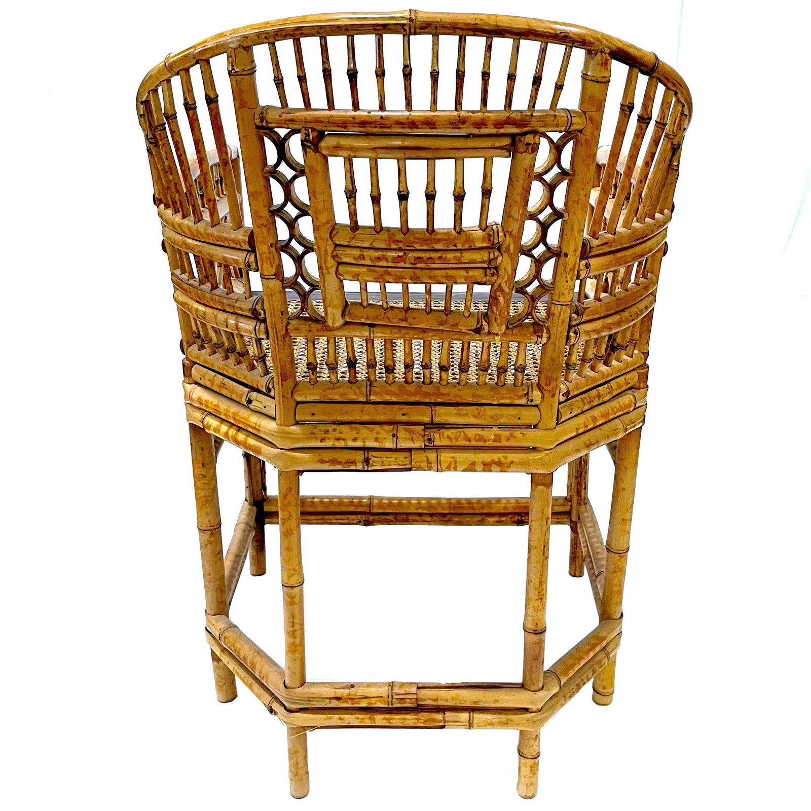 1970's Brighton Pavillion Chinoiserie Tiger Bamboo Rattan Cane Armchair by Thomasville - 8