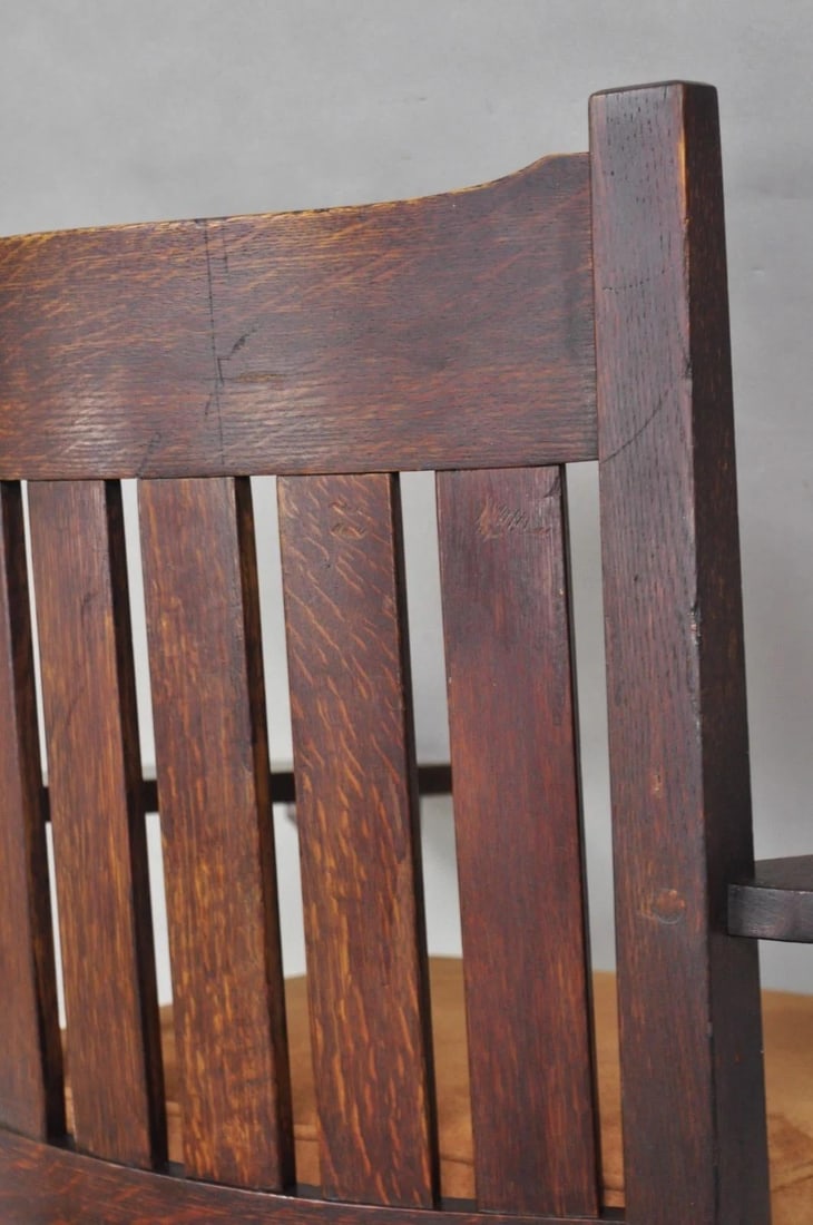 Antique Stickley & Brandt Mission Oak Arts & Crafts Arm Chair With Drop Seat - 15