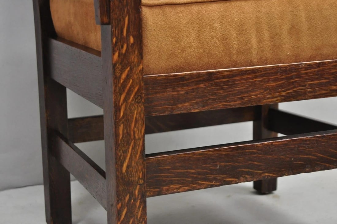 Antique Stickley & Brandt Mission Oak Arts & Crafts Arm Chair With Drop Seat - 8