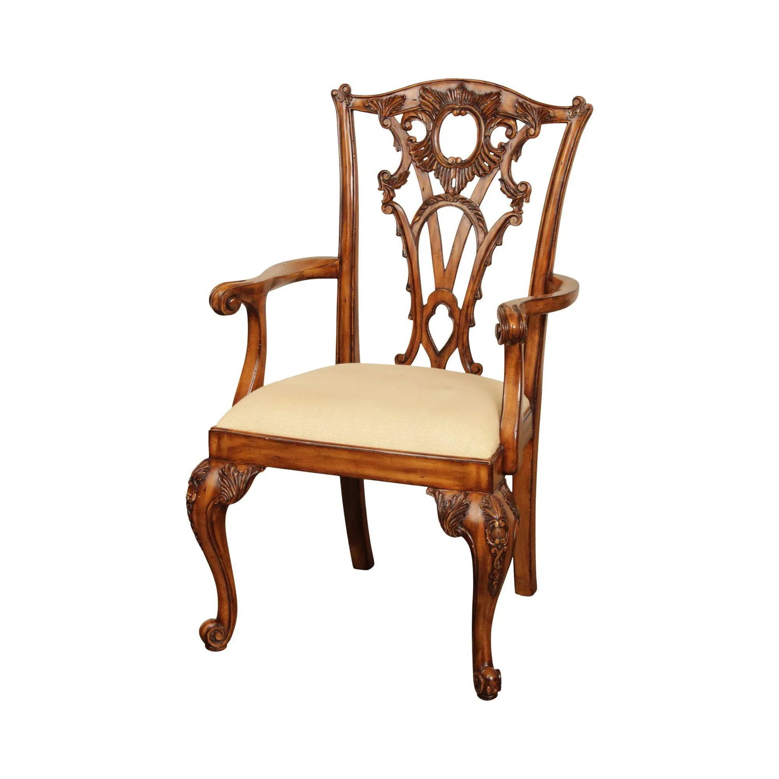 Maitland Smith Georgian Style Carved Mahogany Armchair - 13