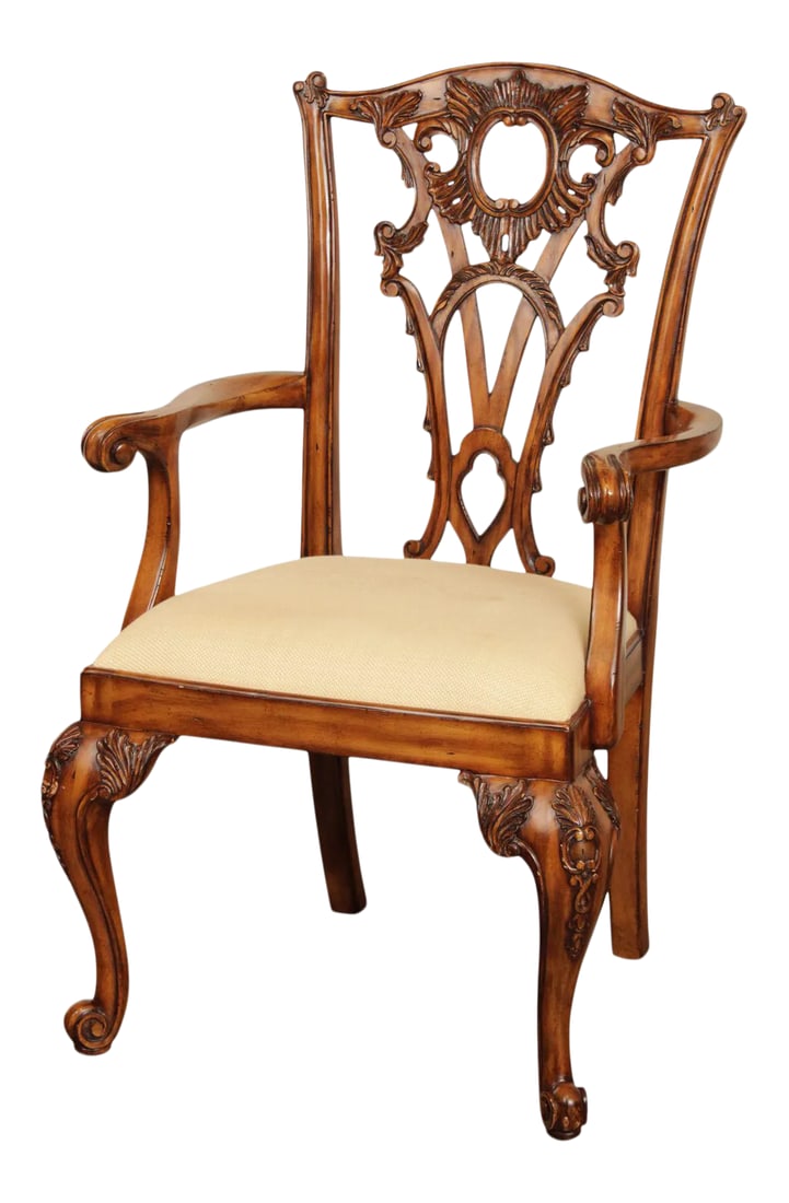 Maitland Smith Georgian Style Carved Mahogany Armchair (1 of 13)