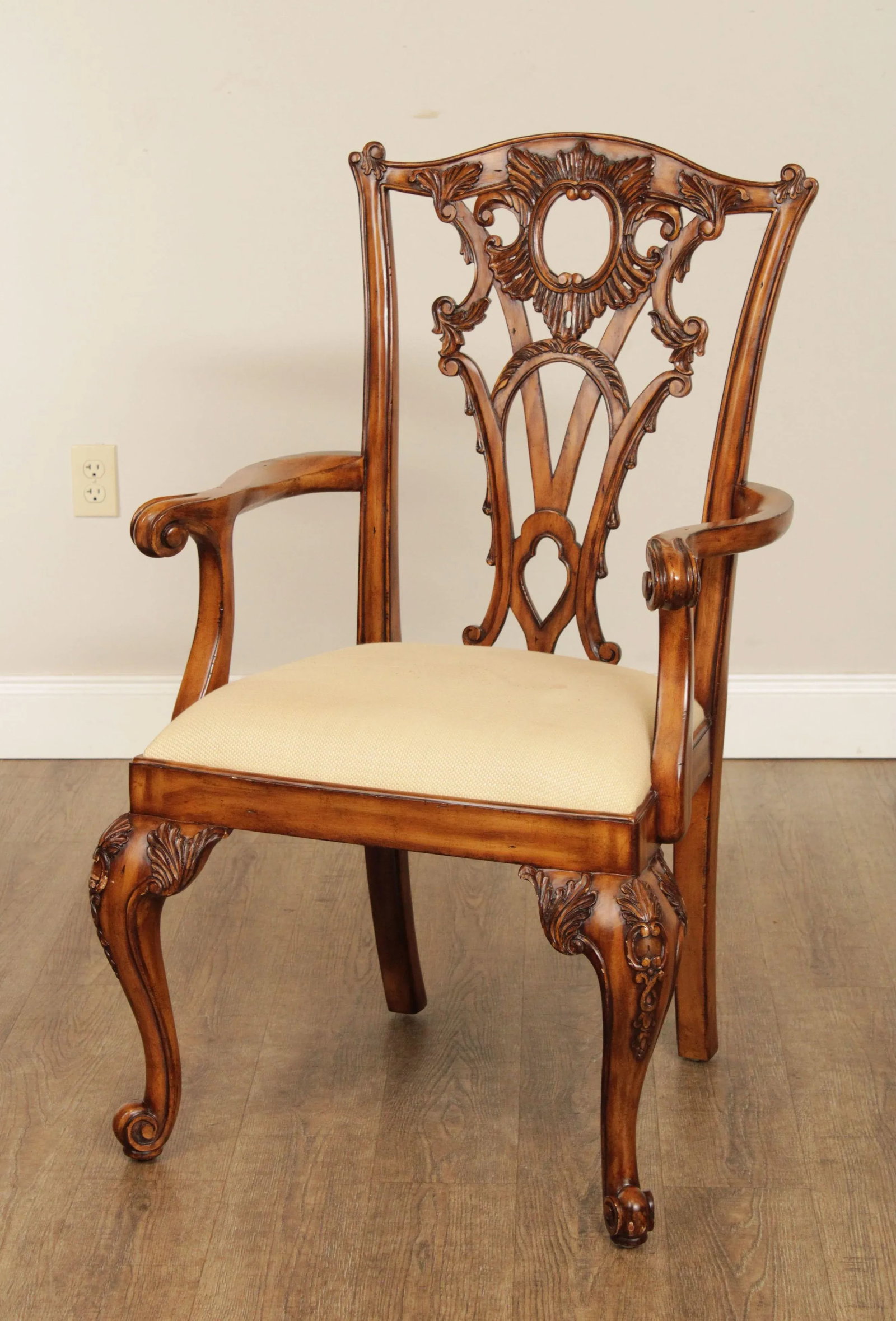 Maitland Smith Georgian Style Carved Mahogany Armchair - 2