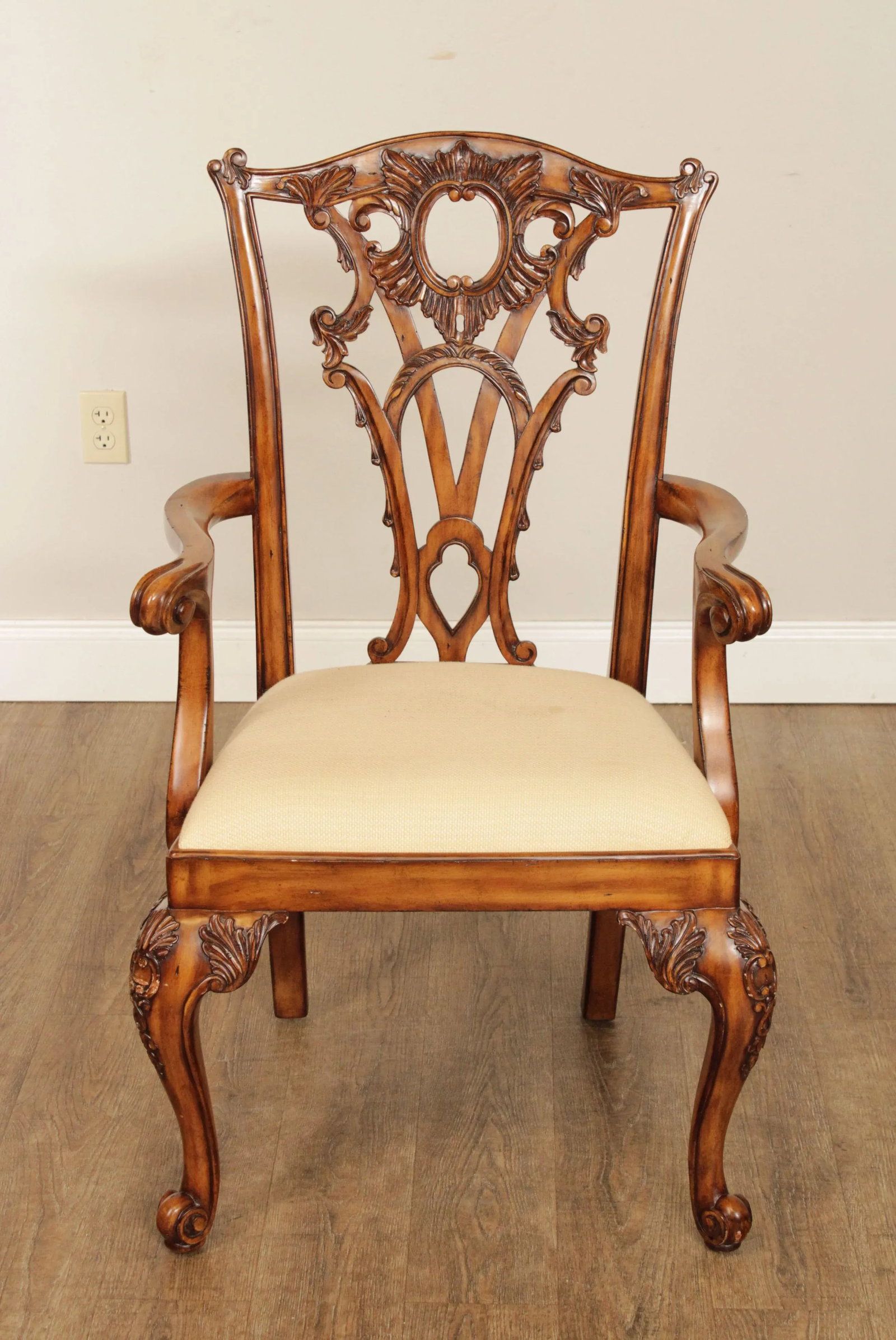 Maitland Smith Georgian Style Carved Mahogany Armchair - 3