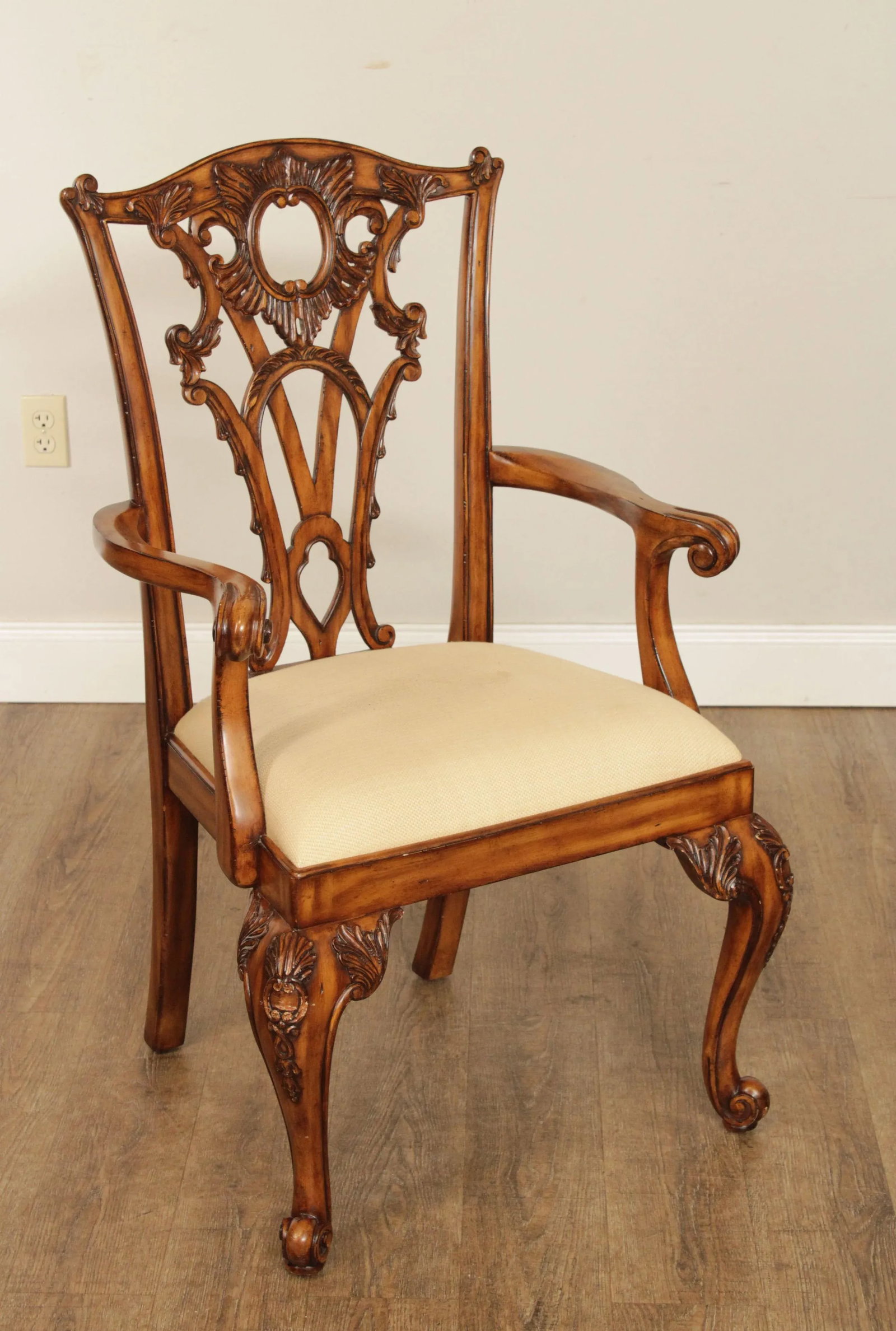 Maitland Smith Georgian Style Carved Mahogany Armchair - 4