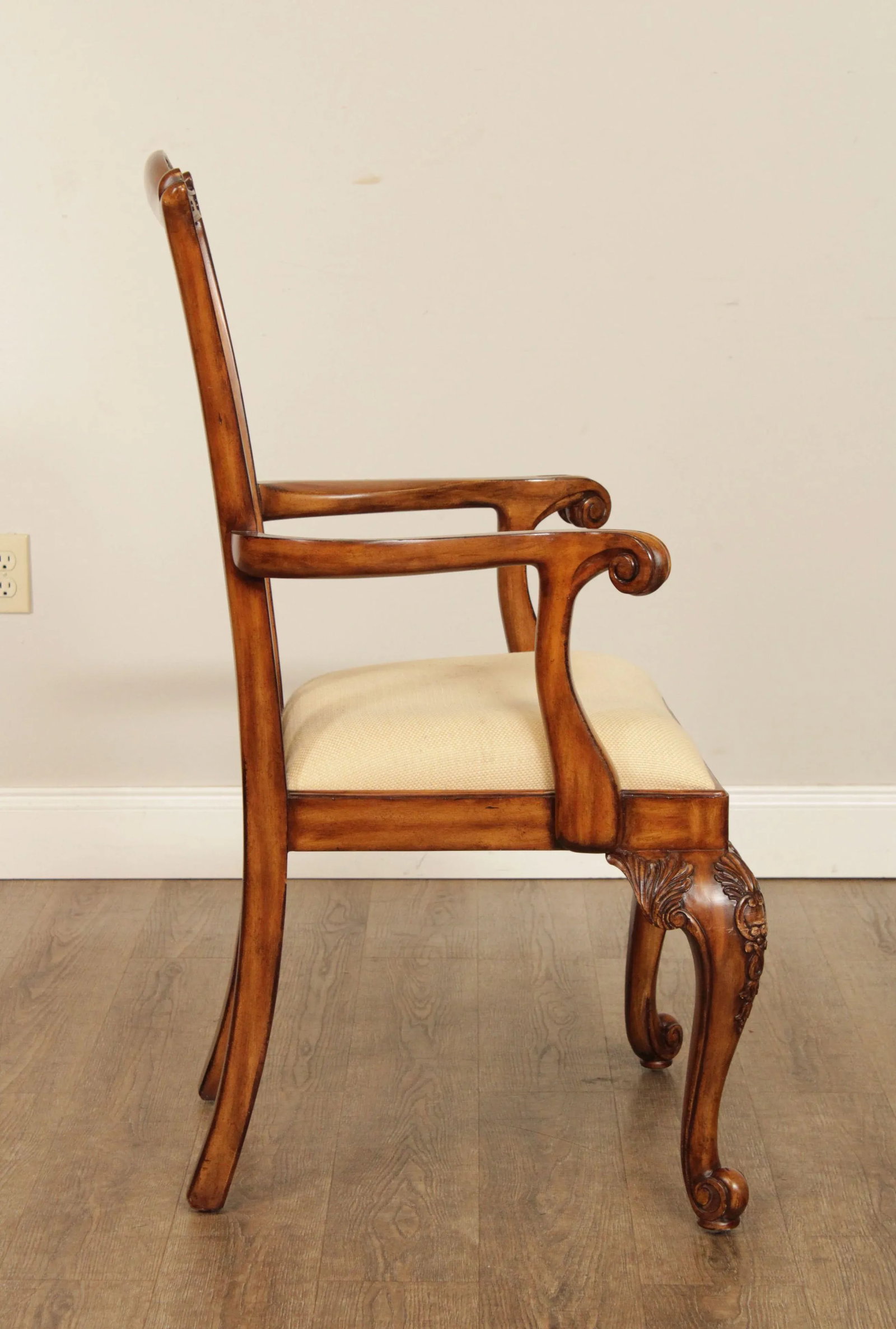 Maitland Smith Georgian Style Carved Mahogany Armchair - 9