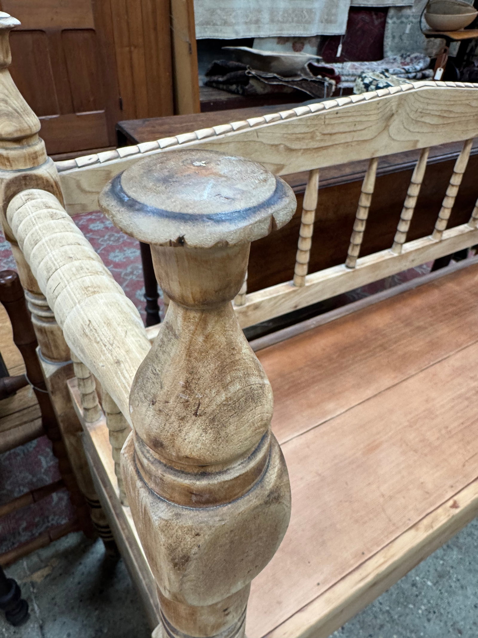 Early 20th Century Antique Pine Bench With Pillow - 7