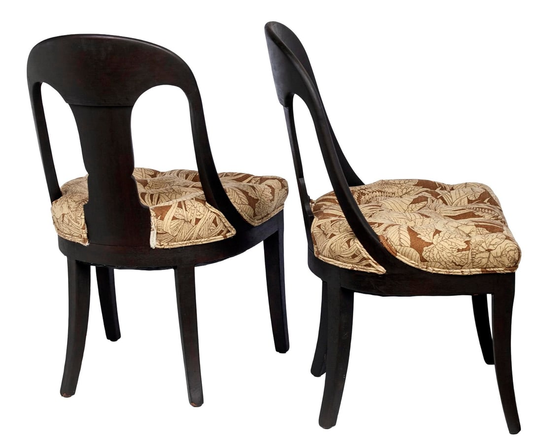 Antique Biedermeier Wood Chairs, Pair - 2