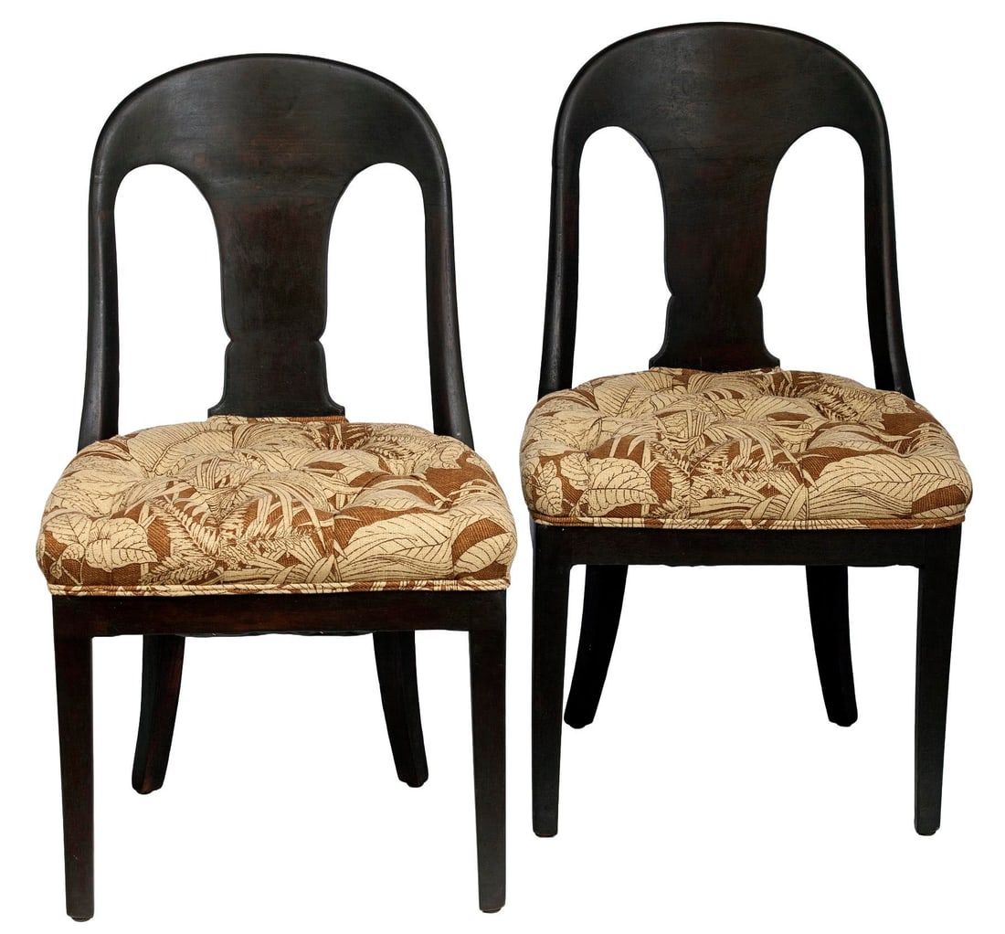 Antique Biedermeier Wood Chairs, Pair - 5