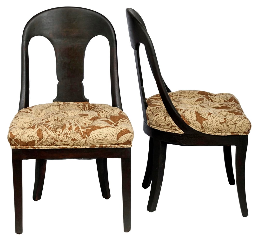 Antique Biedermeier Wood Chairs, Pair - 6
