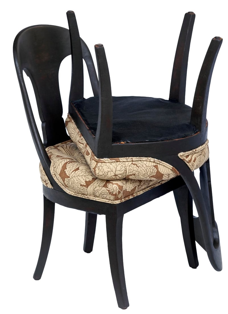 Antique Biedermeier Wood Chairs, Pair - 7