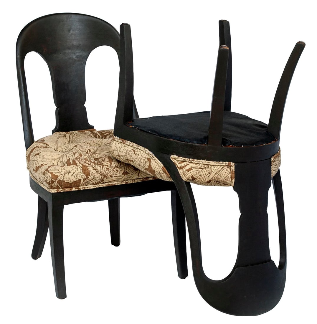 Antique Biedermeier Wood Chairs, Pair - 8